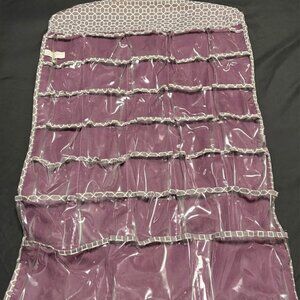 Laura Ashley Double-Sided Hanging Jewelry Organizer 66 Pockets 24"x16" Purple
